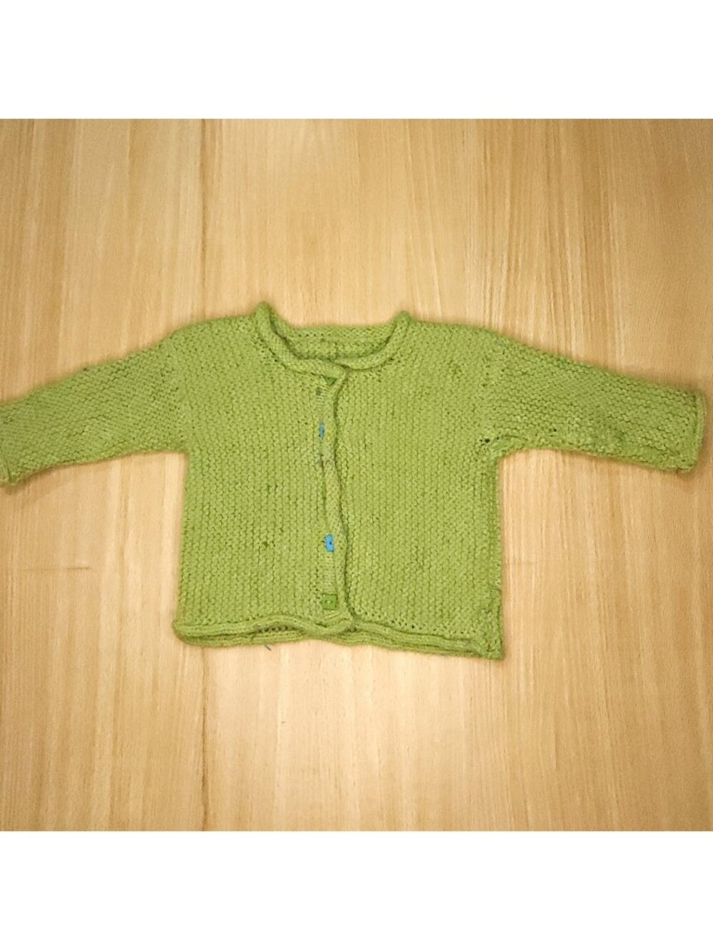 Unbranded Infant Girls Green Hand Knit Heathered Cardigan Sweater